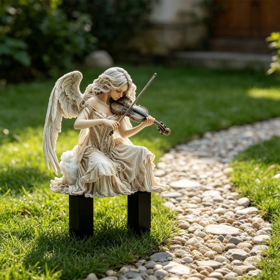Picchetto da Giardino Angelo Retrò, Angelo che Suona il Violino Decorazione Acrilica 2D, Picchetto Impermeabile per Giardino, Decorazione per Vaso da Fiori da Prato Esterno, Idea Regalo