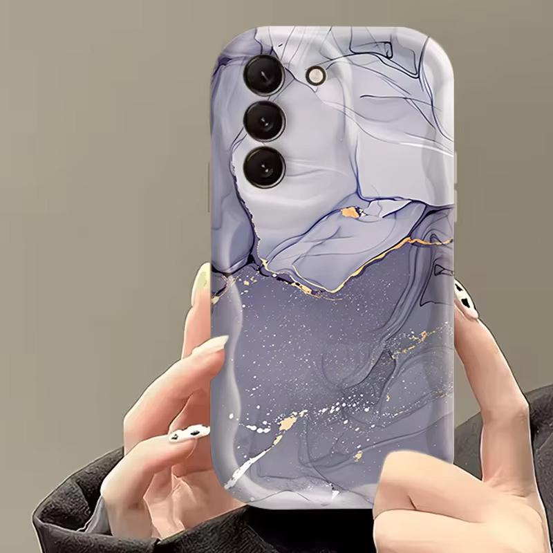 Colored Marble Cream Wave-Edge Case for Samsung S26 Ultra 5G Cases Galaxy S25 Plus S24 S23 S21 FE A17 A37 A57 A56 A55 A16 Cover