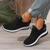 Scarpe da Ginnastica da Donna Moda Traspiranti per Camminare Rete Piattaforma Scarpe da Ginnastica da Donna Palestra Scarpe Vulcanizzate Nere Calzature Femminili