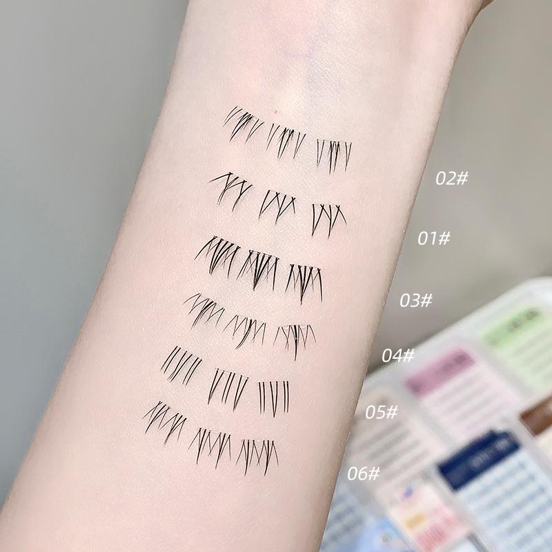 Gege Bear Glue-Free False Eyelashes, 6mm Lightweight Natural Curling, Easy to Apply Segmented Self-Adhesive Lower Eyelashes