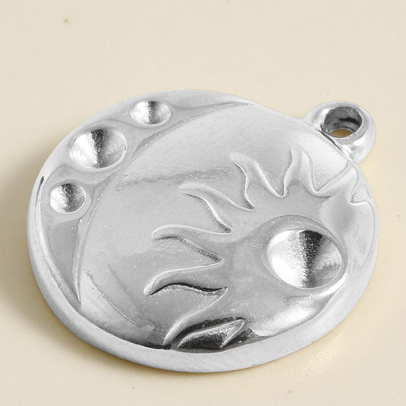 6pcs Steel Color Assorted Pendant Filligree Moon Sun Doji Charm Stainless Steel Charms For Jewelry Making Bracelets DIY Keychain