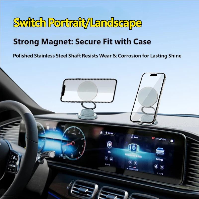 15W Vacuum Suction Magnetic Wireless Car Charger Mount for Dashboard, Fast Qi Charging Phone Holder Stand for All Smartphones