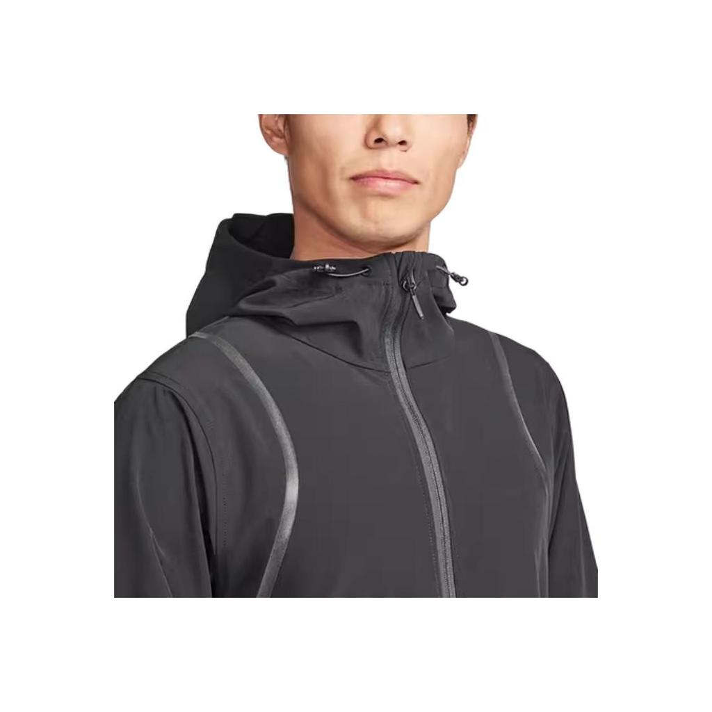 Nike Solid Casual Running Sports Hooded Woven Jacket Men Jackets Black FZ4771-010