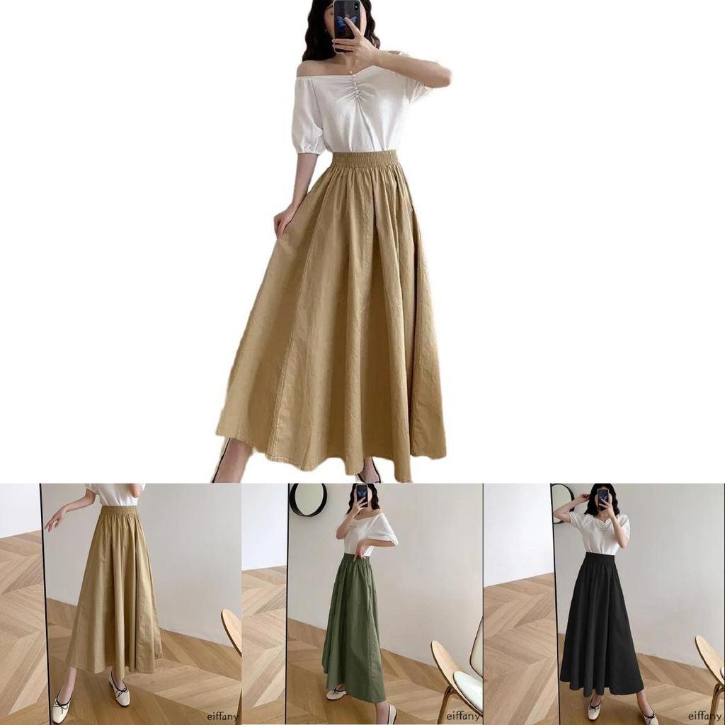 Women Long Skirt Muslimah Plus Size High Waist Plain Maxi Skirt For Casual Wear**