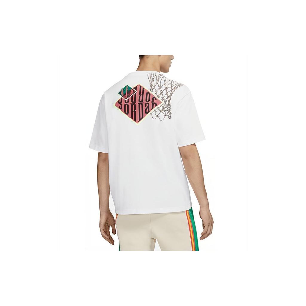 Jordan Sport DNA Rücken Mesh Print Lässiges Sportliches Kurzarm T-Shirt Herren Tops Weiß CT3656-100