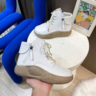 Fluwelen High-Top Leren Schoenen Dames Nieuwe Herfst en Winter Hoge Waarde Niche Veelzijdige Zachtzool Casual Korte Laarsjes