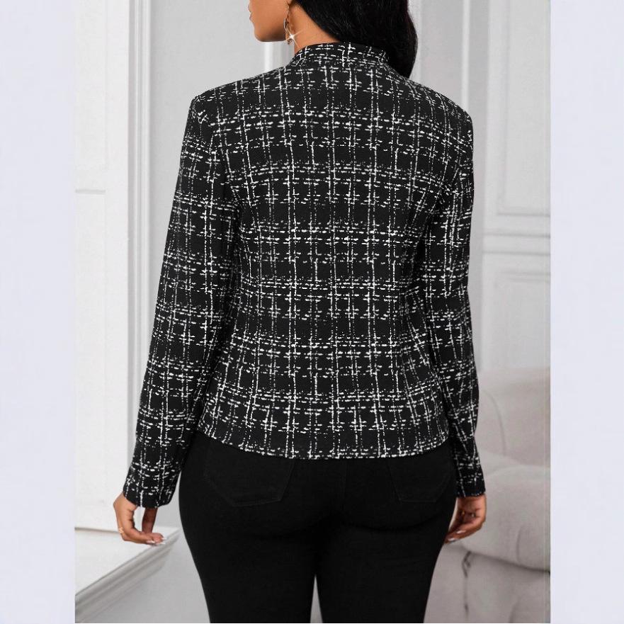 Cross-border 2025 Foreign Trade Amazon Europe, America, Spring and Autumn New Simple Fashion Printed Plaid Slim Suit Jacket Women