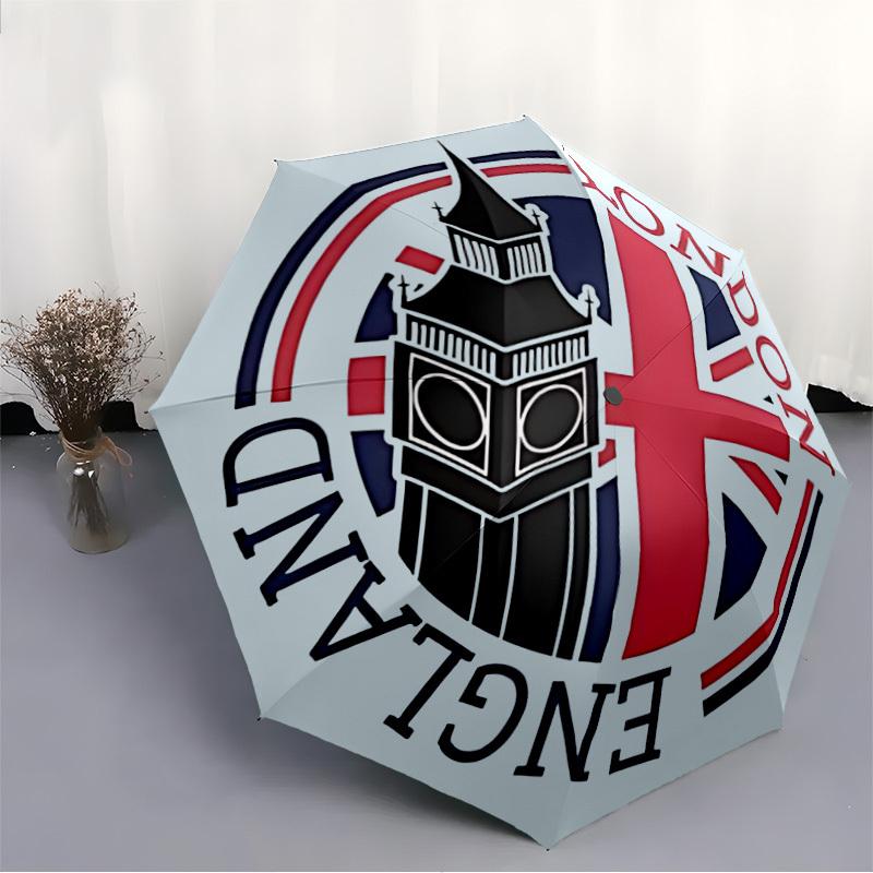 1pc London England Automatic Folding Umbrella Portable Collapsible Umbrella for All Seasons, 8-Rib Durable Construction, Perfect Gift 051