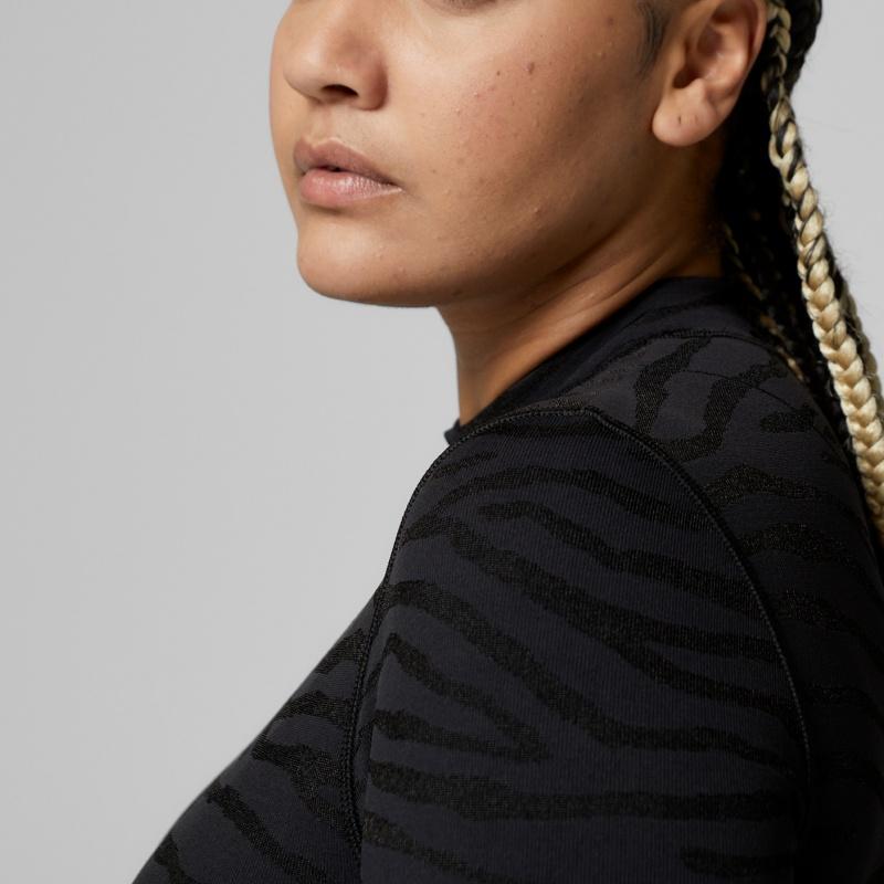 Adidas X Stella McCartney Seamless Yoga Crop Top Fashion Comfortable Versatile Long Sleeve Regular T-Shirt Women Tops Black GU1636