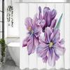 Purple Watercolor Floral Shower Curtain, Bathroom Decorative Shower Curtain, Waterproof Shower Curtain with Hooks