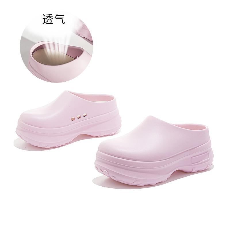 

Первый слой стелька из свиной кожи пена подошва поварская обувь лето новый полушлепанцы толстая подошва обувь с отверстиями сумка голова тапочки женские 40 светло-розовый