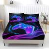 3Pcs Neon Gaming Controller Bedding Set 3 Piece Fitted Sheet Set Gamer Theme Bed Sheets Set Soft For Teens Boys Bedroom