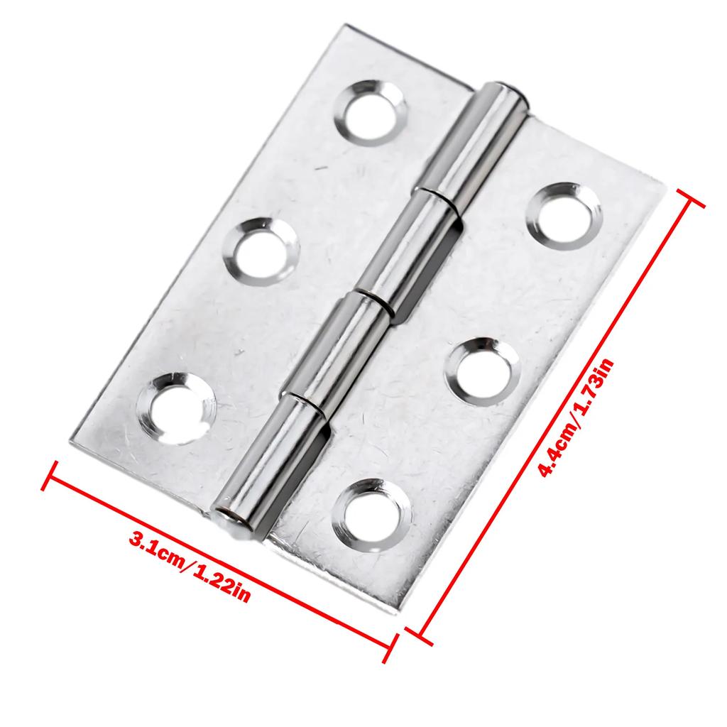 10pcs  Door-Hinge Stainless Steel Flat Hinges Door Connector Drawer 6 Mounting Holes For Various Wooden Doors Entrance Doors