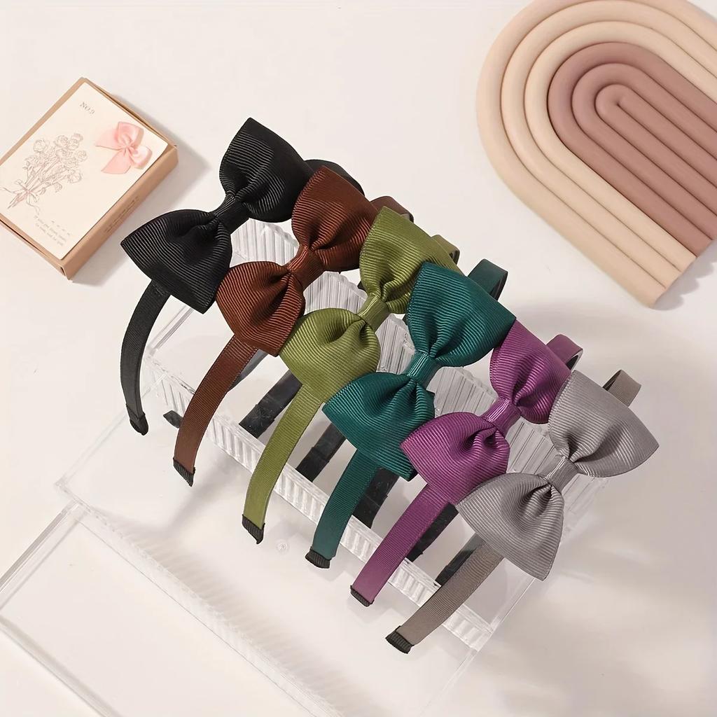 6 st Nya Enfärgade Hårband Band Handgjorda Hårrosetter Hårband för Flickor Söta Barn Barn Baby Håraccessoarer Gåvor
