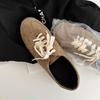 Sheepskin Version~ Korean Version of Lightweight Soft-soled Lace-up German Training Shoes Versatile Sports and Leisure Board Shoes Retro Round Head F