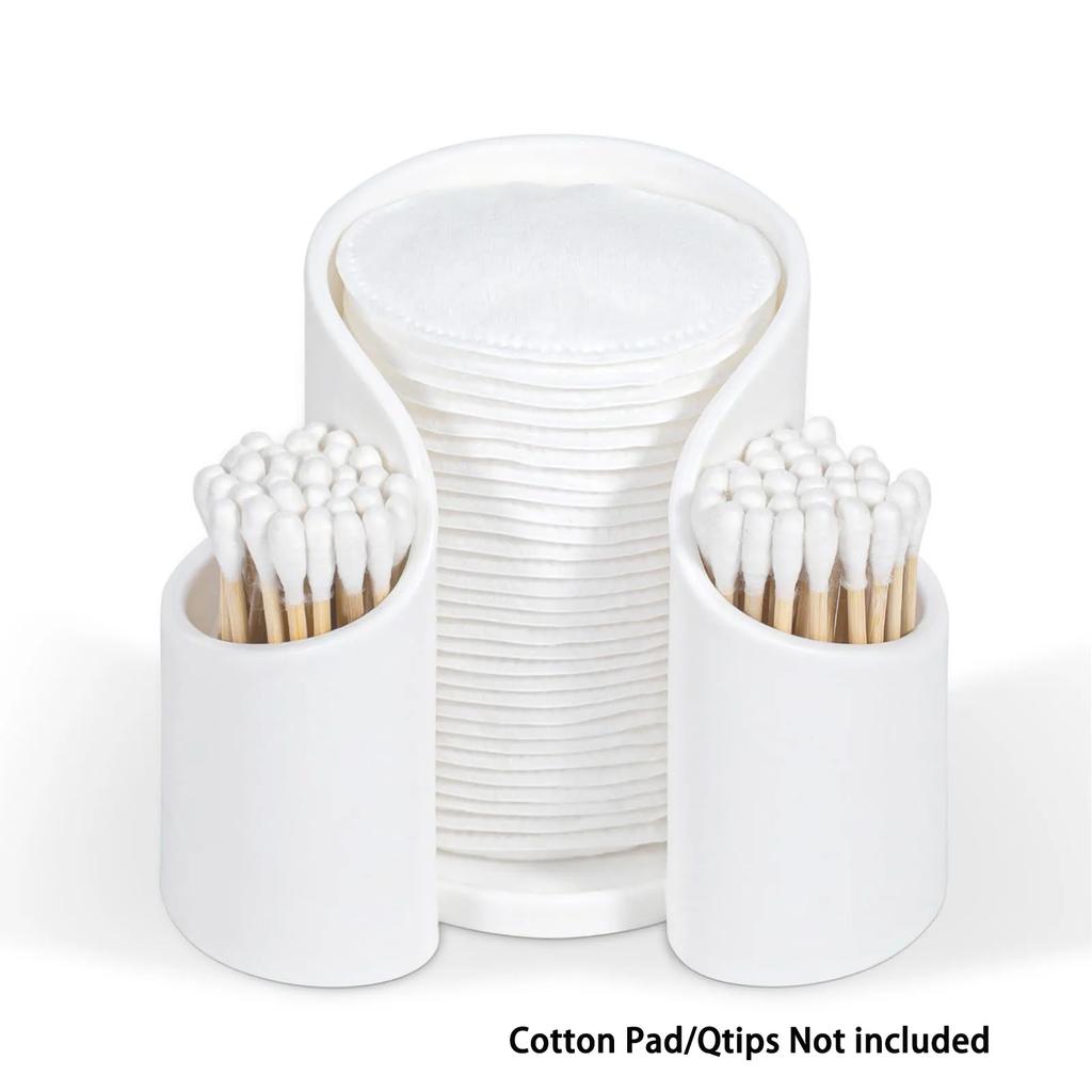 Dispenser Plastic 2-Grid Cotton Ball Swab Round Pads Holder for Bathroom Container Organizer
