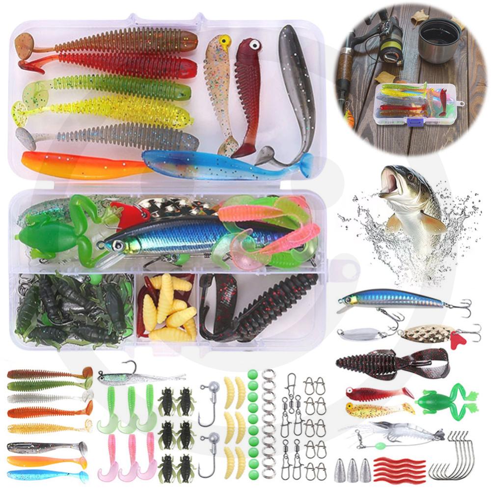 86Pcs/Set Lure Kit Simulation Fake Fish Bait Soft Lure Minnow Hooks Hard Tail Fishing Lure for Outdoor Fishing Accessories Tool