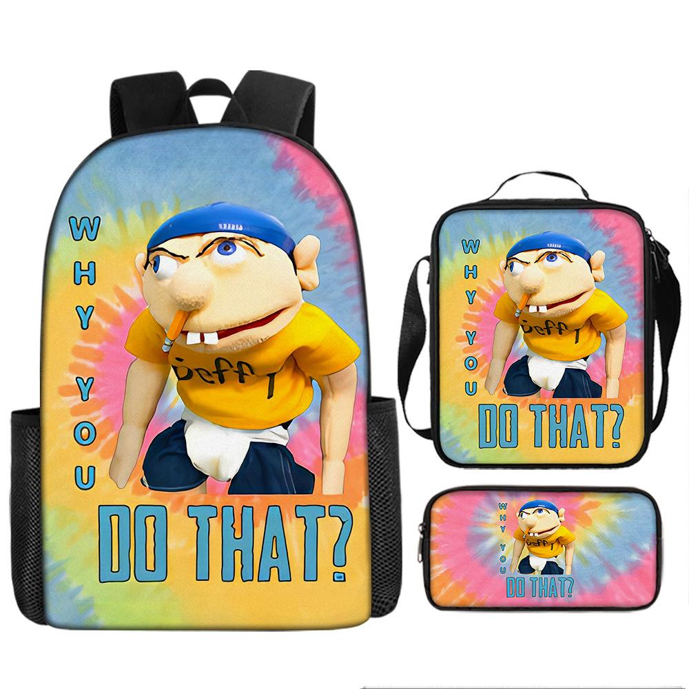 Backpack Fashion Polyester Student Schoolbag Oxford Cloth Cartoon Children'S Backpack Satchel Pencil Case Set