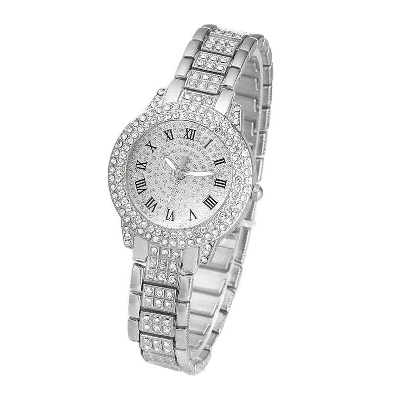 Ladies Watch Set, Steel Belt Full of Diamonds, High-end Quartz Watch Temperament, Business Leisure Watch Wholesale