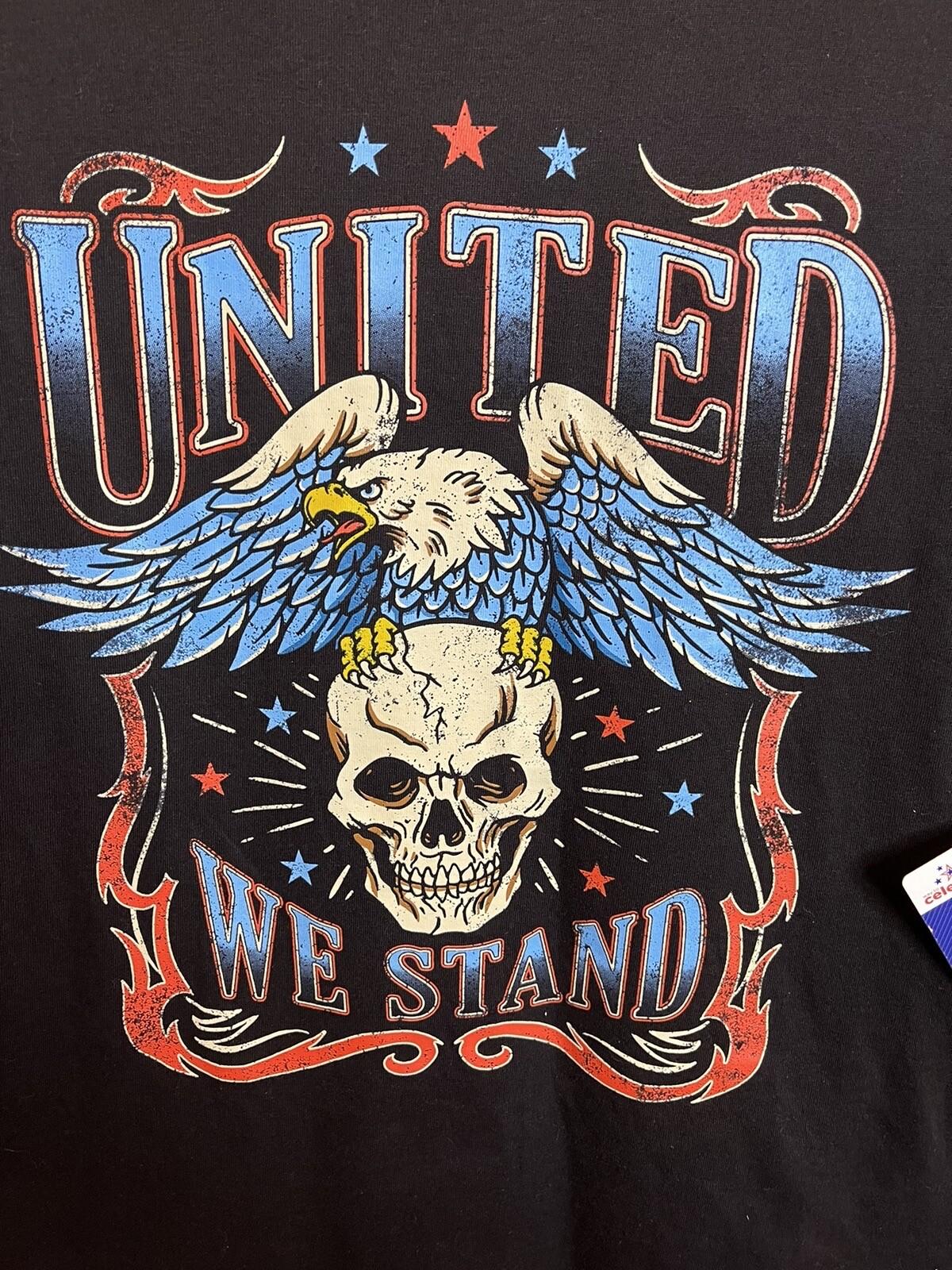 Celebrate! Patriotic Men’s Sleeveless Size Small Black United We Stand Shirt Unisex T-Shirt XL