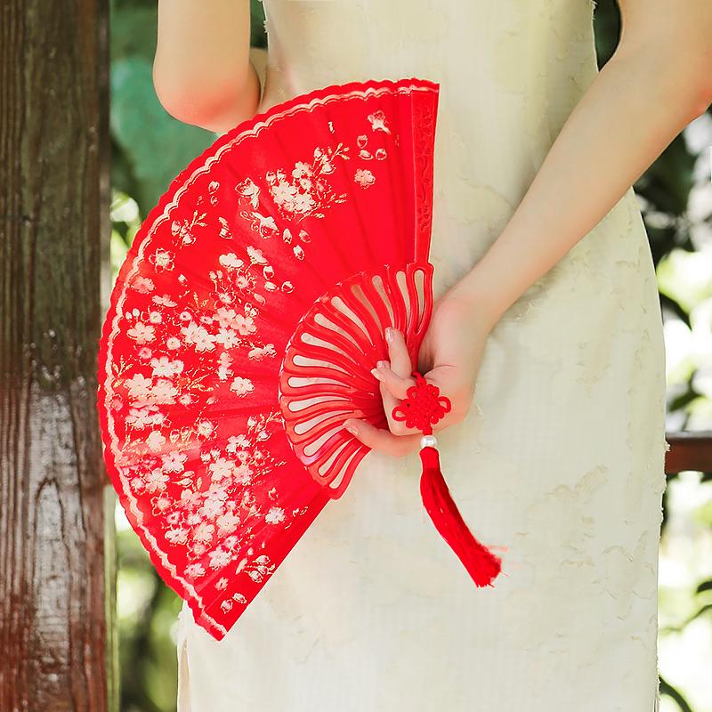 1PC Ancient Style Photography Folding Dance Performance Fan Elegant Plum Blossom Gift Plastic Classica New Chinese Style Colorful
