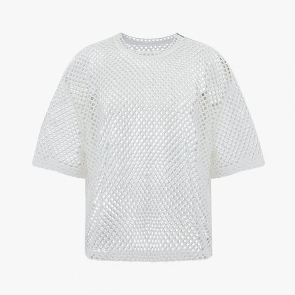 Fine Pleats Mesh Layered Top White FREE