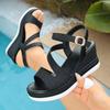 New Style Wide-fit Platform Sandals with One-piece Buckle Strap, Chunky Heel, Women's Shoes