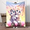 Two Cute Cats Pattern Blanket Warm Soft Fluffy Kids Adult Luxury Gifts for Sofa Bed Home Outdoor Travel Camping Throw Blanket