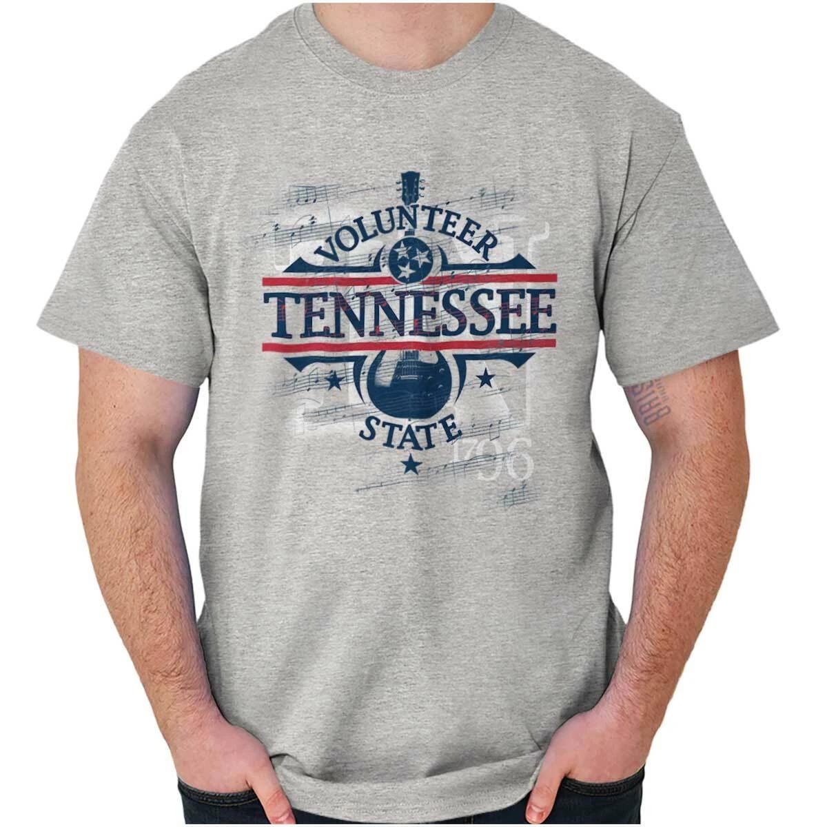 Tennessee Volunteer State Guitar Music Notes Womens or Mens Crewneck T Shirt Tee XS