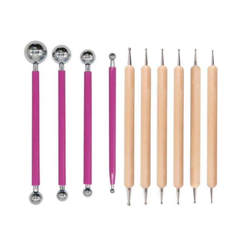 Set di Strumenti per Goffratura: Penna Sferografica in Acciaio Inossidabile per Scultura su Argilla, Kit Fai-da-Te da 10 Pezzi
