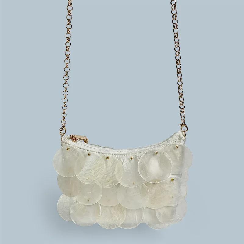 2024 Fresh Fairy Sequin Chain Handwoven Shell Bag
