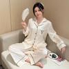 Cute Polka Dot Women's Ice Silk Pajama Set - Long Sleeve & Long Pants