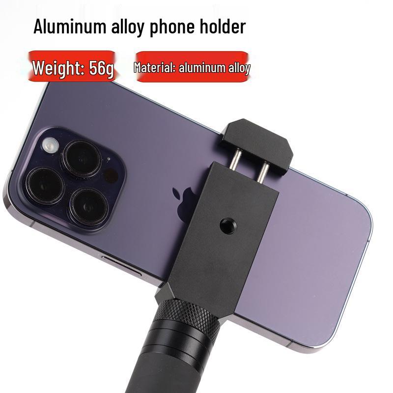 Aluminum Alloy Selfie Stick Tripod: Vertical/Horizontal Shooting, Metal Phone Clip, Cold/Hot Shoe Mount for Vlog & Live Broadcast