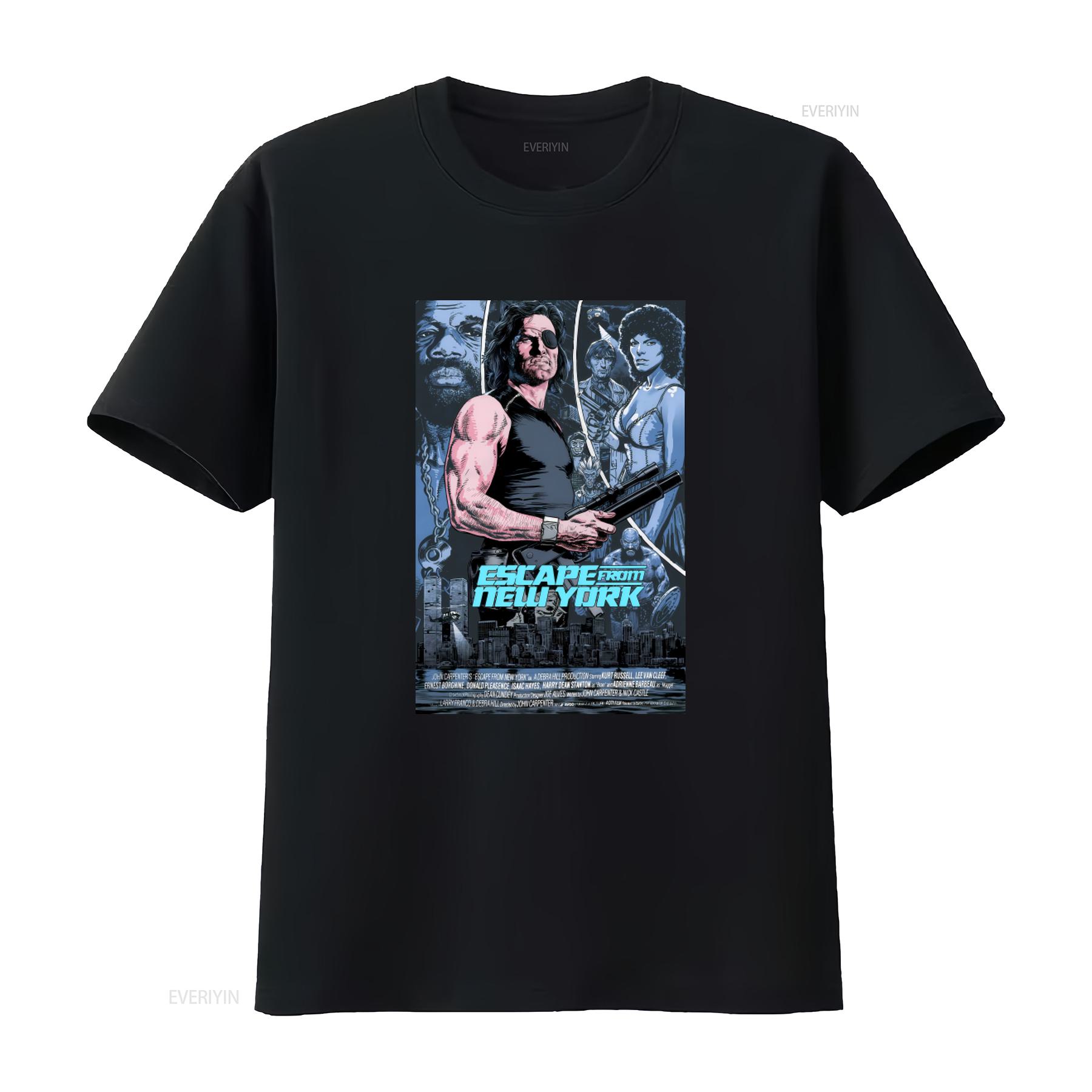 

Escape From New York T Shirt Snake Plissken Retro Movie Poster Blue vintage Washed designer clothes Unisex homme Breathable 4XL