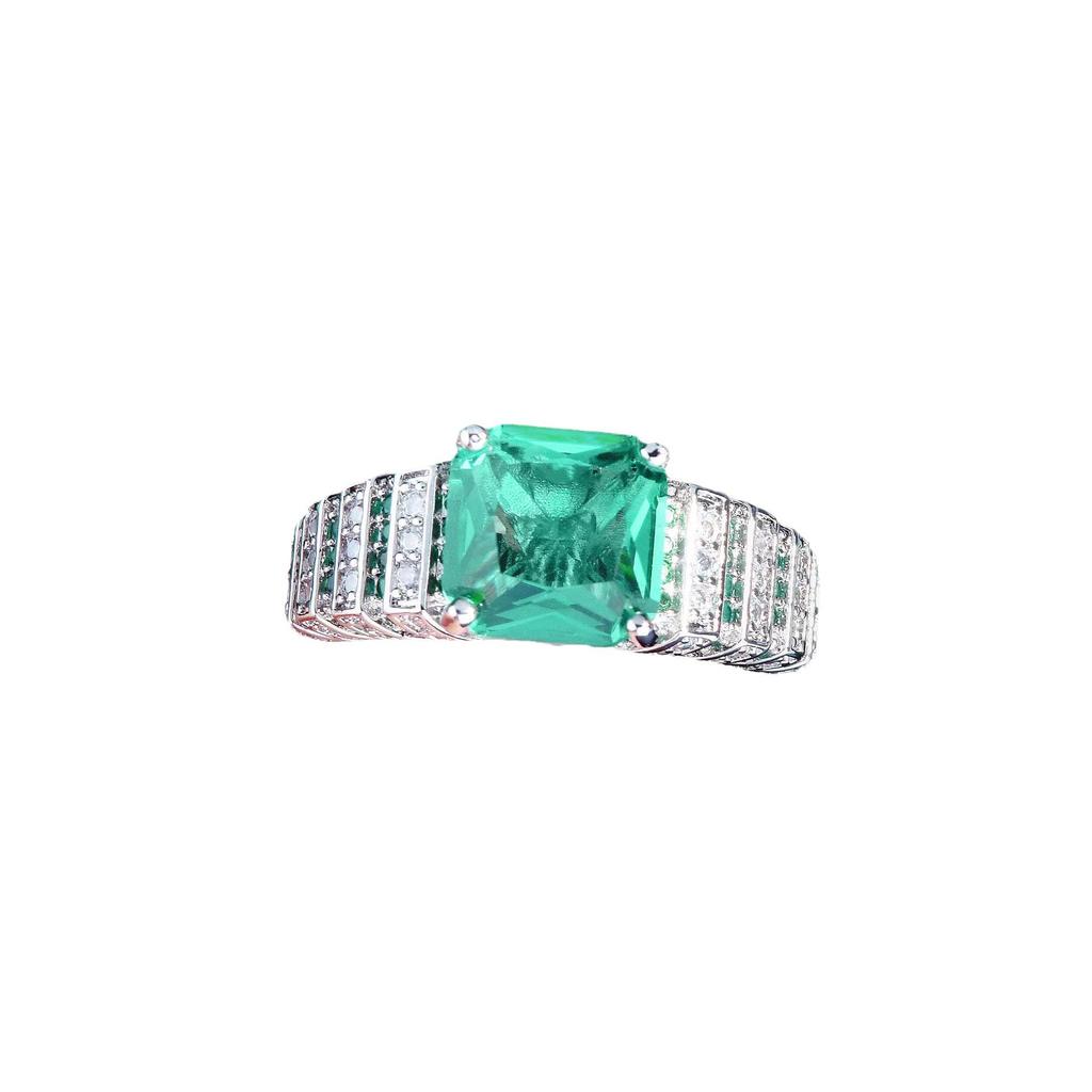 Paraiba Tower Ring with Green Zircon and High Carbon Diamond Accent