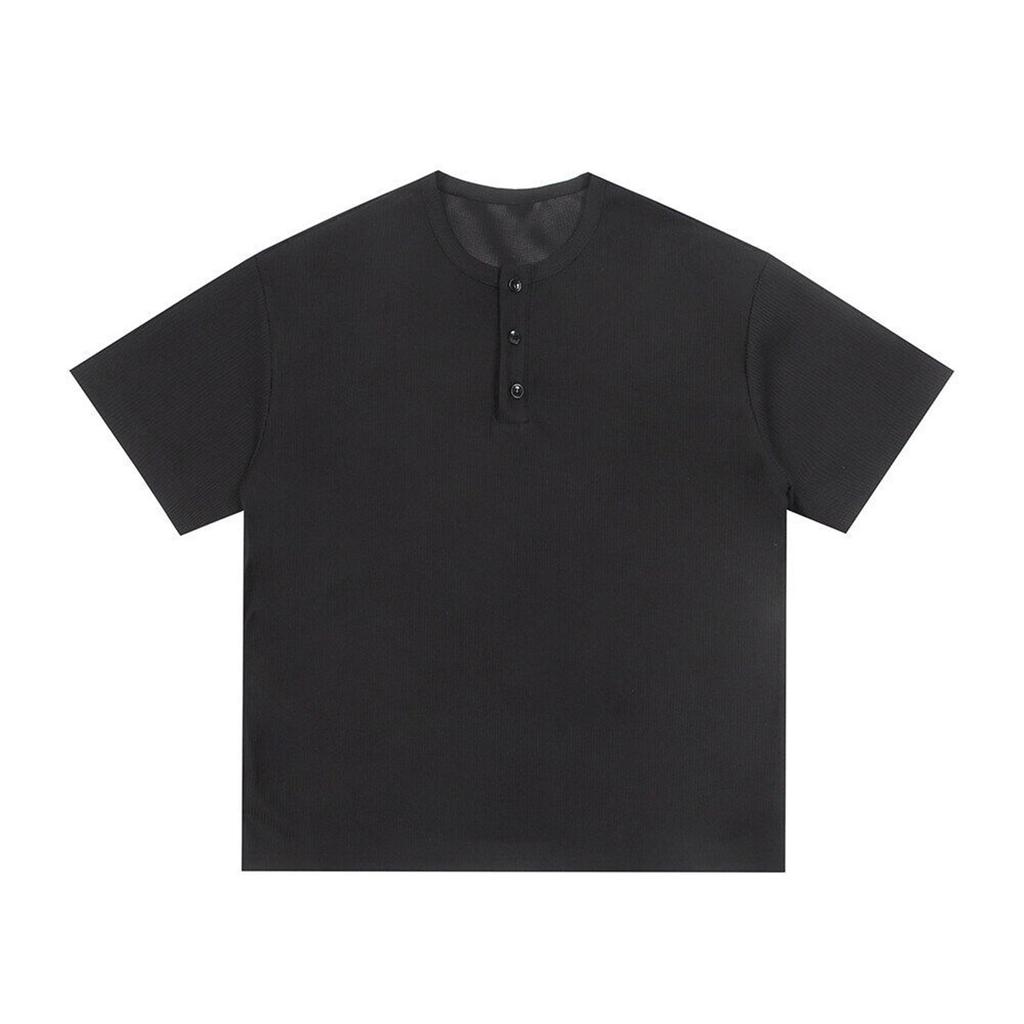 T-shirt Estiva da Uomo Muscolosa a Manica Corta con Collo a Bottone Aperto T-shirt Sportiva