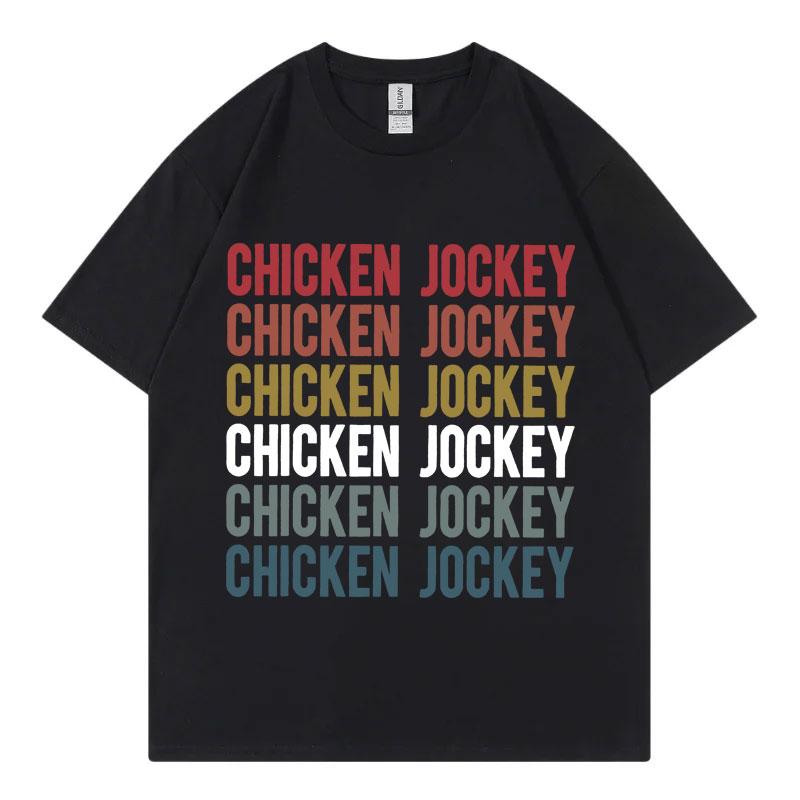 Funny Chicken Jockey Graphic T Shirt Men Women Cartoon Fashion Short Sleeve Tshirt Summer Casual 100 Cotton Oversized Tshirts