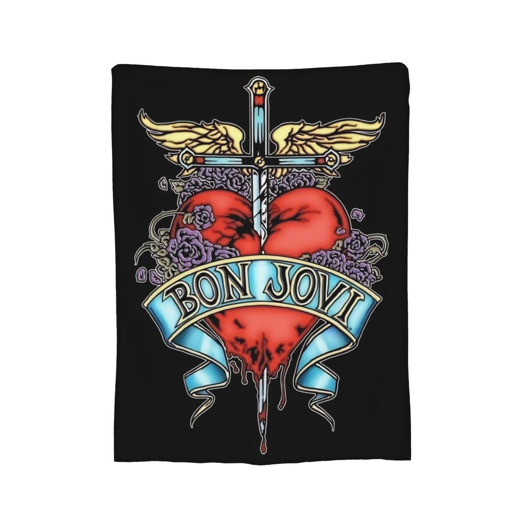 Bons Jovis s Rock Blankets Flannel Summer Air Conditioning Multifunction Super Warm Throw Blanket for Home Outdoor Quilt