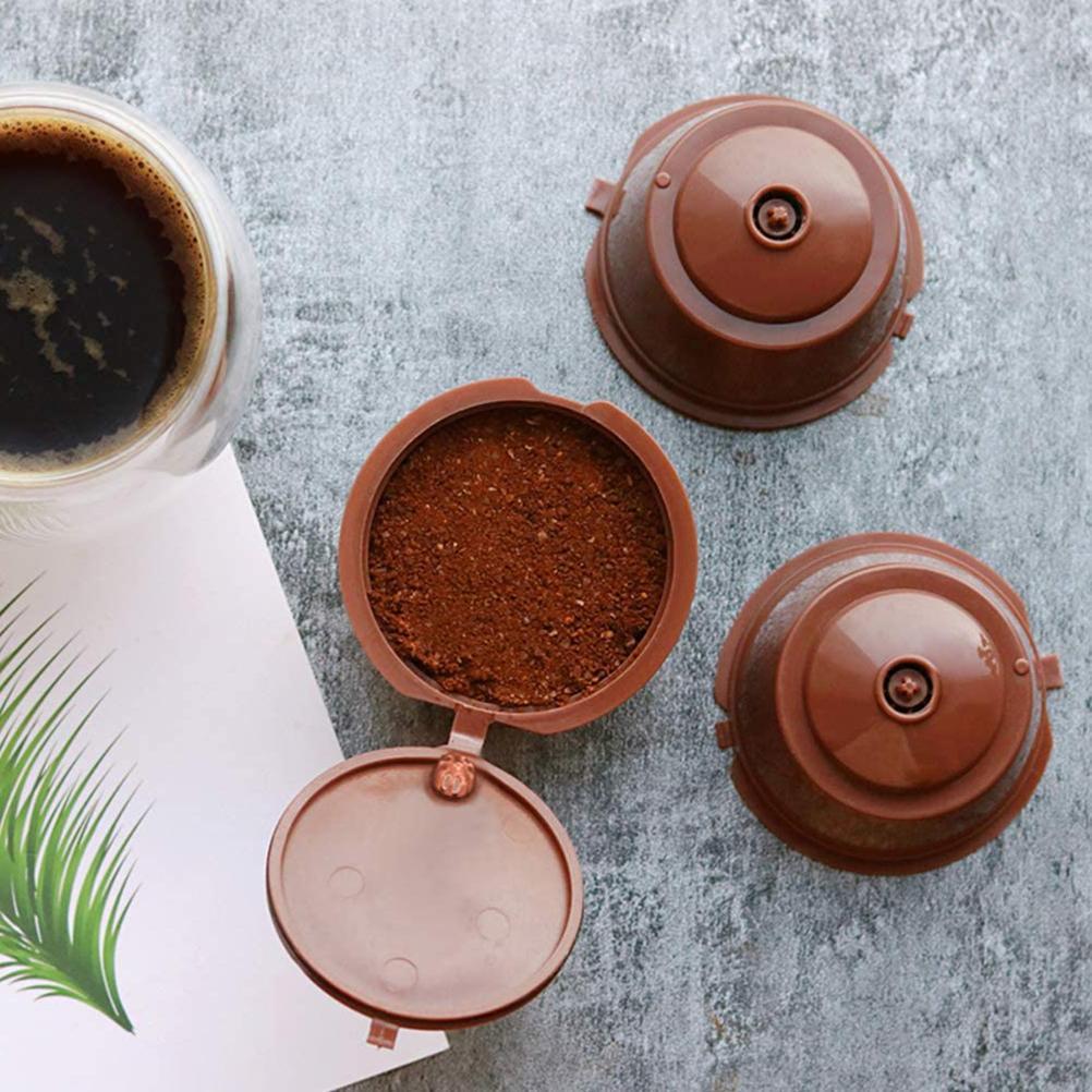 3 Stück Wiederverwendbare Kaffeekapseln Nachfüllbare Kapseln Plastik Wiederverwendbare Kapseln Nachfüllbare Kaffeefilter mit Löffel und