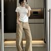 2026 Summer Women's Solid Color Wide Leg Cargo Pants - Korean Chic, Versatile, Floor-Length, Casual Style