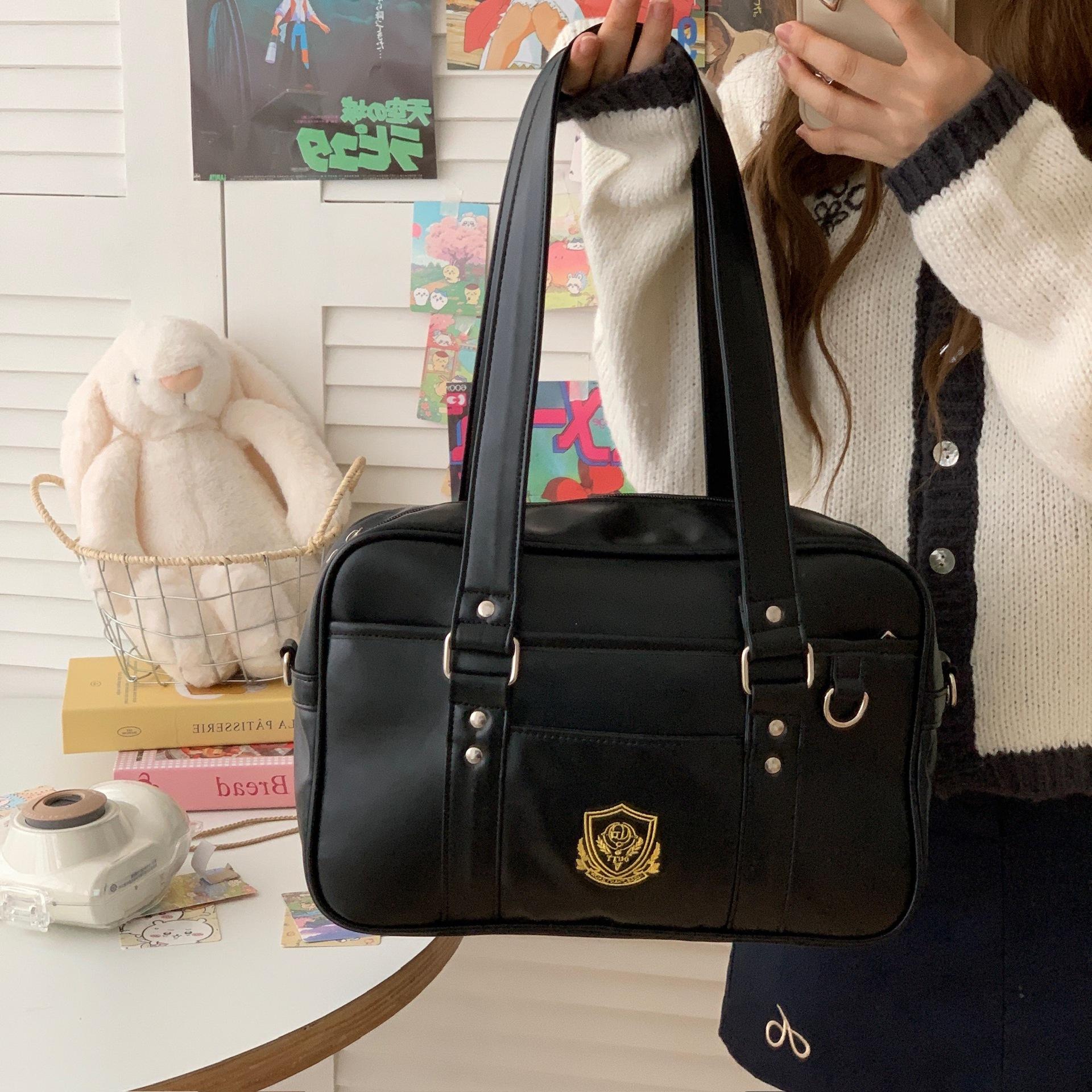 

NEW Vintage Y2k Aesthetic Jk Students Shoulder Bags Preppy Women Streetwear Underarm Bag Fashi Match Handbags Crossbody чёрный