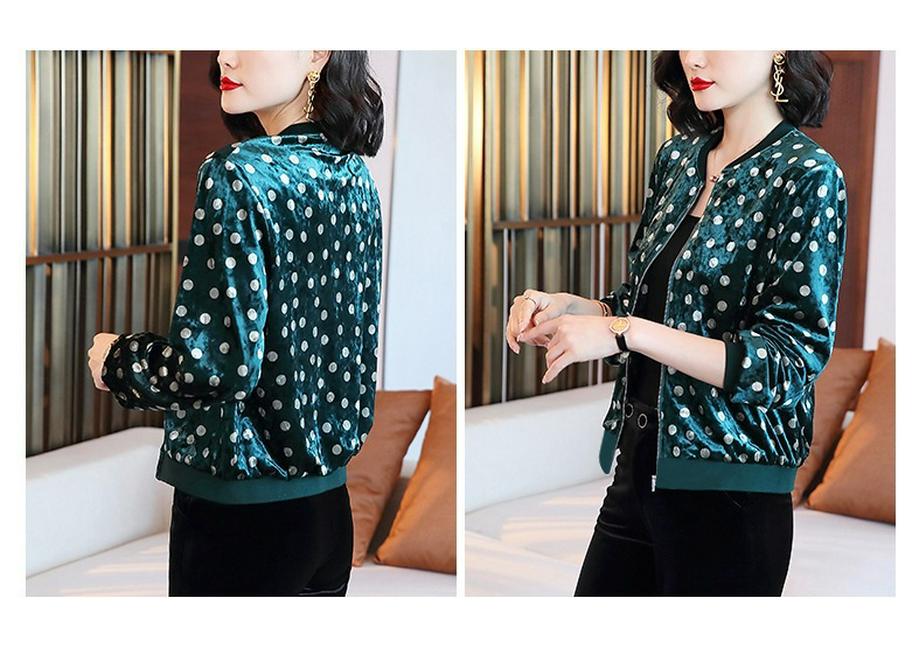 Women's Spring/Autumn Korean Gold Velvet Loose Fit Slimming Baseball Jacket