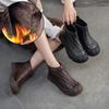 Plush Warm Genuine Leather Hand Woven Ankle Boots Comfortable And Versatile Women's Shoes