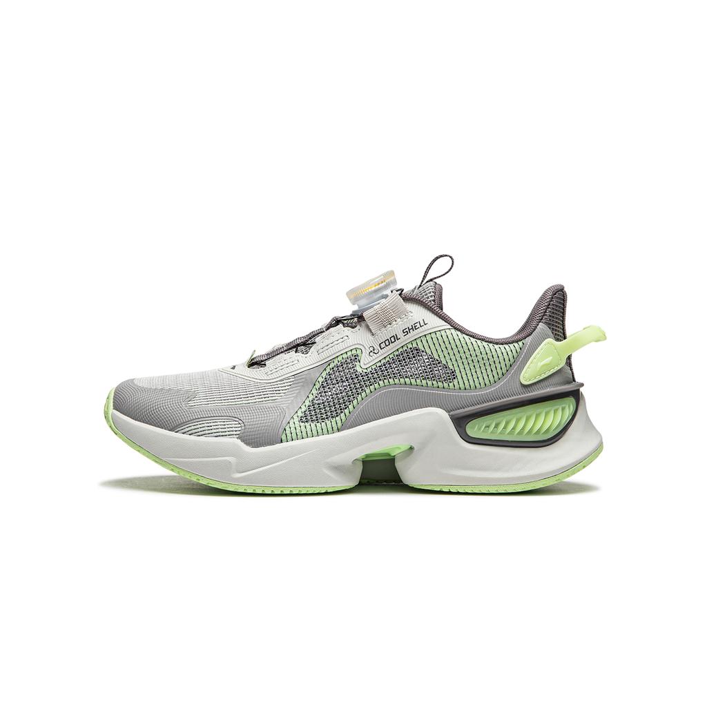 Li Ning Kids Qiang Yue V2 Comfortable Shock Absorption Rebound Breathable Support Low Top Casual Shoes Kids Casual Shoes Gray YKCU046-1