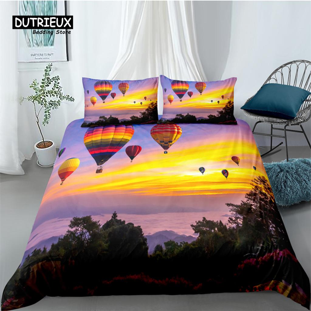 Luxury 3D Hot Air Balloon Print Home Living Comfortable Duvet Cover Set Kids Bedding Set Queen and King EU/US/AU/UK Size