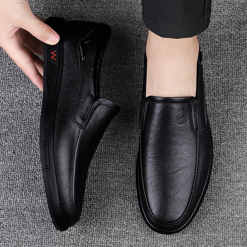 Men's Business Casual Shoes Handmade Layered Cowhide Rubber Bottom Leather Footwear for Office And Leisure