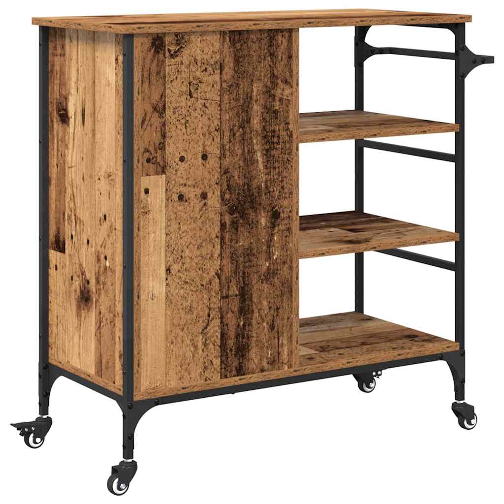 Kitchen Trolley Reclaimed Wood Look 87.5 x 39 x 84.5 cm Engineered Wood