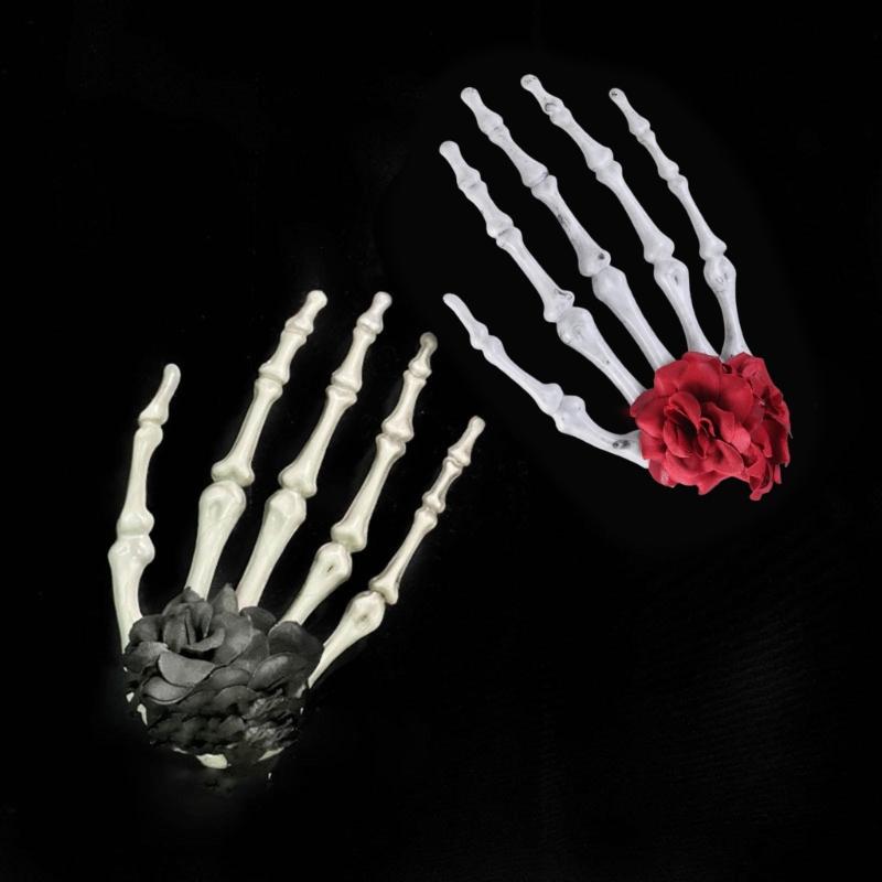 Cool Girls Skeleton Hand Hairpin Trend Barrettes Fashion Hair Ornament Statement Headpiece Women Head Wrap for Ladies