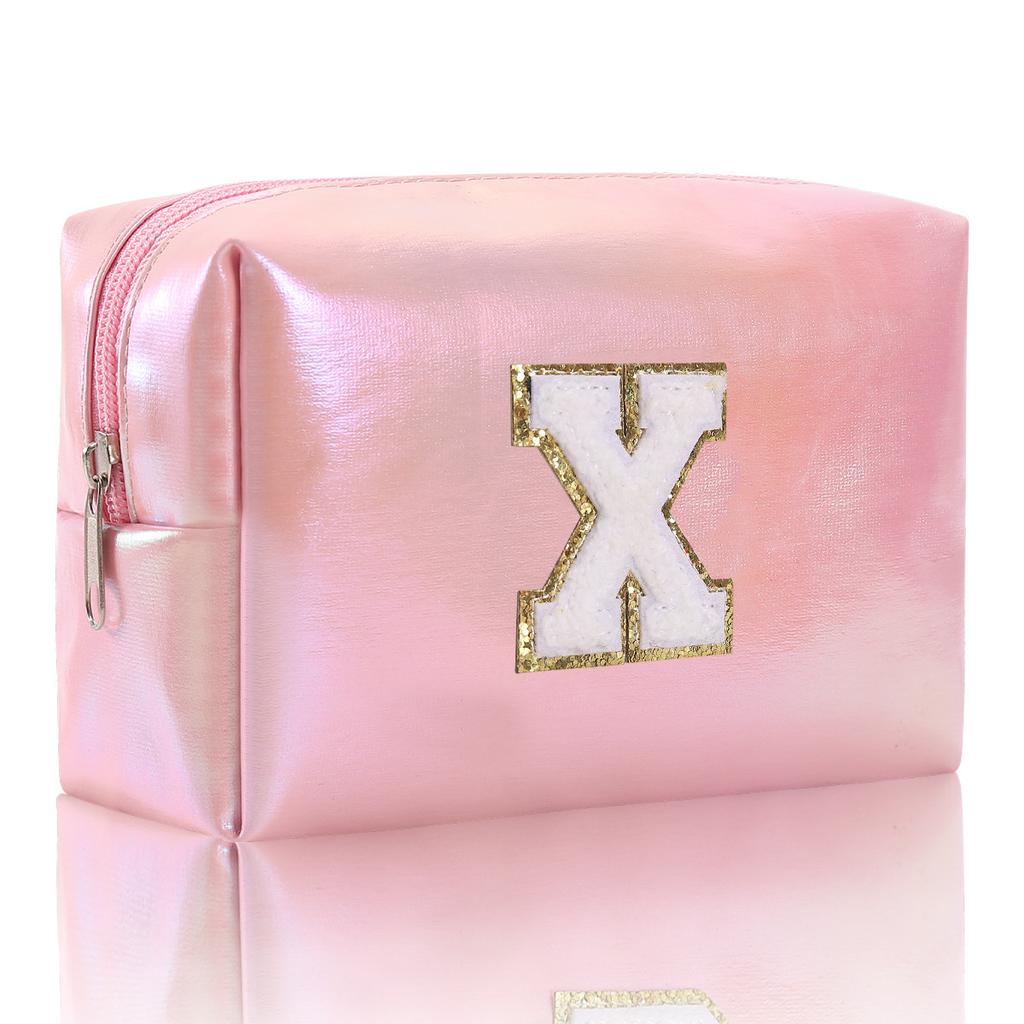 Octagon Bag Embroidery Alphabet Makeup Bag Large Capacity Toiletry Bag Travel Storage Bag Clutch Bag