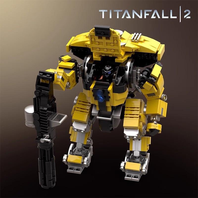 Building Block Is Compatible With Titan Fall Yellow Manned Mecha, Creative Building Block Children S Puzzle Model